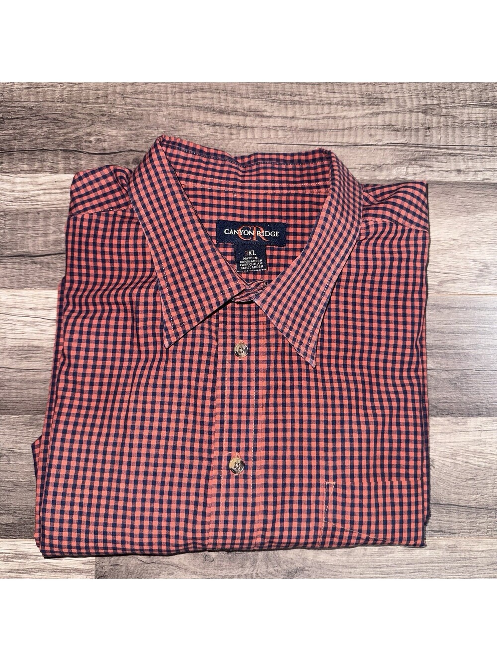 Canyon Ridge Mens Shirt 3XL Short Sleeve Orange/blue Plaid